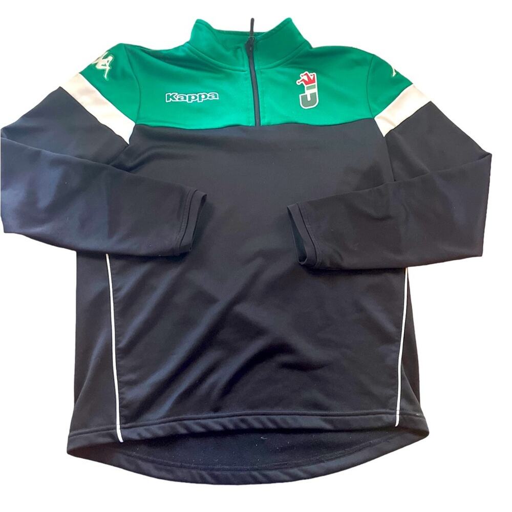 VTG Kappa Track Shirt Unisex M Sportswear Colorblock 1/4 Zip Mock Neck Green